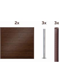 Dichtzaun Alberts "Palitio, Profilh&ouml;he 150 mm", braun (holzdekor dunkel, zum aufschrauben), H:180cm, Aluminium, Zaunelemente, Dichtzaun, Aluminium, verschiedene Dekore und L&auml;ngen