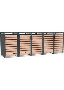M&uuml;lltonnenbox WESTMANN "Lacina", braun (holzoptik, braun), B:332cm H:116cm T:80cm, Metall, Stahl, Aufbewahrungsboxen, M&uuml;lltonnenbox, Platz f&uuml;r 5 M&uuml;lltonnen je 240 L, BxHxT: 332x80x116 cm