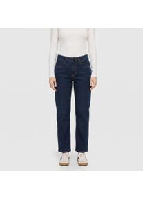 Straight-Jeans MAC "GINA straight", Damen, Gr. 46, L&auml;nge 32, blau (fashion rinsed), Denim/Jeans, Obermaterial: 99% Baumwolle, 1% Elasthan, straight fit lang, Jeans Straight-Jeans, Mittlere Leibh&ouml;he mit bequemer Taille