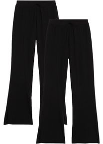 Jerseyhose bonprix, M&auml;dchen, Gr. 134, N-Gr, schwarz, Obermaterial: 95% Baumwolle, 5% Elasthan, regular fit, Hosen Jerseyhose, f&uuml;r M&auml;dchen, Regular Fit, mit ausgestelltem Bein