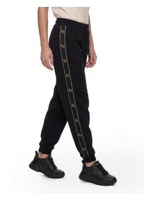 Jogginghose Guess "OCTAVIA JOGGER", Damen, Gr. M (29), N-Gr, schwarz (jet schwarz a996), Sweatware, Obermaterial: 86% Polyester, 8% Viskose, 6% Elasthan, unifarben, lang, Hosen Jogginghose, mit Strass-Steinen, Logo-Tape