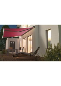 Kassettenmarkise SPETTMANN "SUNLITE", rot (bordeaux), B:350cm, Aluminium, Polyester, Stahl, Markisen, Kassettenmarkise, mit Funkmotor und LED-Stripes, verschiedene Gr&ouml;&szlig;en und Farben