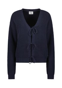 Strickjacke Blue Seven "Strickjacke mit V-Ausschnitt", Damen, Gr. 44, blau (5950, nachtblau), 60% Baumwolle, 40% Polyacryl, Basic, regular fit, V-Ausschnitt, Strickjacken Strickjacke