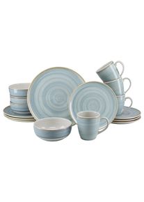 Kombiservice Creatable "Caoba, Geschirr-Set, 16-tlg.", blau (azul), 16, Steingut, Geschirr-Sets, Kombiservice, Robustes Steingut, skandinavische Schlichtheit