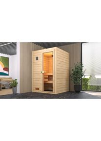 Sauna Weka "Massivholzsauna VALIDA 1", beige (natur), Bio-Ofen, externe Steuerung, 3,6 kW, Saunen, Sauna, Blockbohlen, moderne Ganzglast&uuml;r