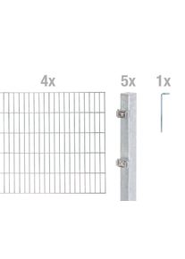 Doppelstabmattenzaun Alberts "Grundset", silber (silberfarben), H:80cm, Stahl, Zaunelemente, Doppelstabmattenzaun, H&ouml;he: 80-200 cm, Gesamtl&auml;nge: 4-30 m, zum Einbetonieren