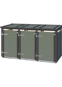 M&uuml;lltonnenbox Weka "Killarney", gr&uuml;n (gr&uuml;ngrau, anthrazit), B:230cm H:127cm T:92cm, Massivholz, Aufbewahrungsboxen, M&uuml;lltonnenbox, Metall pulverbeschichtet, f&uuml;r 3 M&uuml;lltonnen, BxTxH: 230x92x127 cm