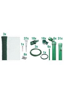 Maschendrahtzaun Alberts, gr&uuml;n (gr&uuml;n, mit bodenh&uuml;lsen), H:150cm, Stahl, Zaunelemente, Maschendrahtzaun, verschiedene Abmessungen, mit oder ohne Bodenh&uuml;lse