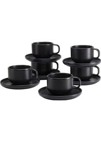 Tasse Creatable "Uno, Kaffeetassen, Set 12-tlg.", schwarz, H:6cm &Oslash;:9cm, Steinzeug, Trinkgef&auml;&szlig;e, Tasse, hochwertiges Steinzeug, seidenmatte Spezialglasur