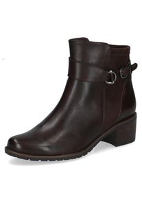 Stiefelette Caprice, Damen, Gr. 42, braun (dunkelbraun), Leder, Textil, Schuhe Stiefelette, Blockabsatz, Ankleboots mit Zierschnalle, bequeme Weite