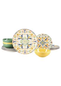 Teller-Set Creatable "Giardini, Geschirr-Set, 12-tlg.", bunt, 12, Steinzeug, Geschirr-Sets, Teller-Set, Mediterrane Leichtigkeit, Fliesen- und Keramikmotive