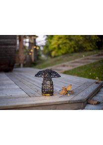 Dekolicht "Au&szlig;endekoration Otto", schwarz, B:27cm H:26cm L:27cm T:27cm &Oslash;:27cm, Parforce Traditional Hunting, Leuchten, Dekolicht, Pilzform, schwarzes Geflecht in Rattanoptik, LEDs warmwei&szlig;, Timer
