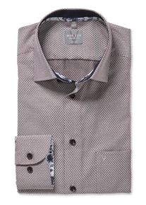 Langarmhemd MARVELIS, Herren, Gr. 45, N-Gr, braun (chianti), Web, Obermaterial: 100% Baumwolle, comfort fit normal, Manschette, Hemden Langarmhemd, Businesshemd, New-Kentkragen, comfort fit