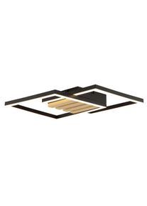 Brilliant LED Deckenleuchte "Kaleo", schwarz (schwarz, holz), 1, H: 5cm, 1 Stk., Leuchten, 37,5 x 37,5 cm, 3400 lm, 3000K, schwarz, Holzdekor, LED Deckenleuchte