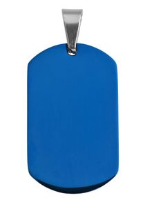 Dog Tag Anh&auml;nger Akzent "Blue, Ionenplattierung", blau, Schmuckanh&auml;nger, Herren, Edelstahl, Dog Tag Anh&auml;nger