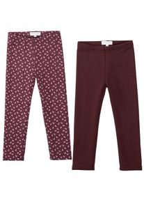 Thermoleggings STACCATO, M&auml;dchen, Gr. 128/134, N-Gr, braun (schwarz berry, schwarz berry, aop), Sweatware, Obermaterial: 65% Polyester, 30% Baumwolle, 5% Elasthan, bedruckt, unifarben, k&ouml;rpernah lang, Hosen Thermoleggings, 2er Pack bedruckt und unifarben / Winter-Leggins f&uuml;r Girls