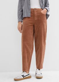 Cordhose bonprix, Damen, Gr. 42, N-Gr, braun (schokosorbet), Obermaterial: 98% Baumwolle, 2% Elasthan, loose fit, Hosen Cordhose, in 7/8-L&auml;nge, mit elastischem Bund, Loose Fit