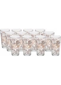 Longdrinkglas Bormioli Rocco "Longdrinkbecher 370 ml Latte Macchiato, 12 St&uuml;ck", silber (transparent, braun), H:14,2cm &Oslash;:7,8cm, Glas, Trinkgef&auml;&szlig;e, Longdrinkglas, Coffee-Dekor, stapelbar, sp&uuml;lmaschinengeeignet