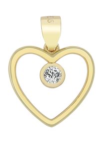 Herzanh&auml;nger Akzent "Dilsa" aus 925 Sterlingsilber, rhodiniert, langlebig", gold (goldfarbig), Schmuckanh&auml;nger, Damen, Silber 925 (Sterlingsilber), Herzanh&auml;nger