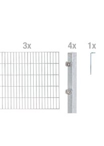 Doppelstabmattenzaun Alberts "Grundset", silber (silberfarben), H:80cm, Stahl, Zaunelemente, Doppelstabmattenzaun, H&ouml;he: 80-200 cm, Gesamtl&auml;nge: 4-30 m, zum Einbetonieren
