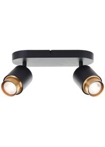 Brilliant Deckenstrahler "Covelo", schwarz (sand schwarz, matt goldfarben), 2, H: 15cm, 1 Stk., Leuchten, GU10, 3000 K, dimmbar, schwenkbar, schwarz goldfarben, Deckenstrahler