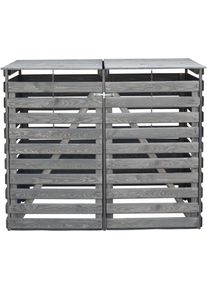 M&uuml;lltonnenbox Promadino "Vario V", grau, B:92cm H:122cm T:148cm, Massivholz, Metall, Aufbewahrungsboxen, M&uuml;lltonnenbox, besonders robust aus zertifiziertem Kiefernholz gefertigt