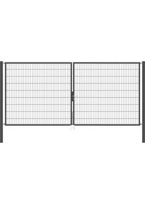 Zaundoppelt&uuml;r Alberts "Flexo", grau (anthrazit), B:400cm H:180cm, Stahl, Tore, Zaundoppelt&uuml;r, in verschiedenen Abmessungen