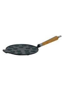 Poffertjespfanne RONNEBY BRUK "Maestro Poffertjes-Pfanne, &Oslash; 24 cm, mit Holzgriff", schwarz, mit eichenholzgriff, B:24cm H:8cm L:51cm, Pfannen, Poffertjespfanne