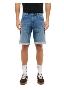 Slim-fit-Jeans Mustang "Herren Style Chicago Shorts Z", Herren, Gr. 52, 583 mittelblau, Denim/Jeans, 83% Baumwolle, 16% Polyester, 1% Elasthan, unifarben, slim fit, Jeans Slim-fit-Jeans