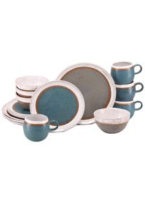 Kombiservice Creatable "Fjord Bunt, Service, 16-tlg.", blau (bunt), 16, Steinzeug, Geschirr-Sets, Kombiservice, Skandinavisches Design, Reativglasur
