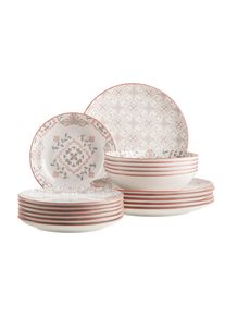 M&auml;ser Teller-Set M&Auml;SER "Granada", grau (grau, rot), 18 Stk., Geschirr-Sets, Teller-Set