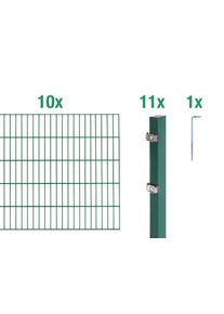 Doppelstabmattenzaun Alberts "Grundset", gr&uuml;n, H:80cm, Stahl, Zaunelemente, Doppelstabmattenzaun, H&ouml;he: 80-200 cm, Gesamtl&auml;nge: 4-30 m, zum Einbetonieren
