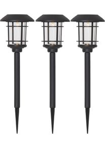 LED Solarleuchte "Solar-Wegleuchte Fride", schwarz, B:12,5cm H:34cm L:12,5cm T:12,5cm &Oslash;:12,5cm, Parforce Traditional Hunting, Leuchten, LED Solarleuchte, 3er-Set, D&auml;mmerungssensor, Bollard-Optik