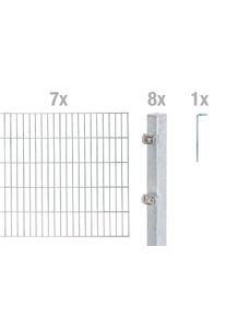 Doppelstabmattenzaun Alberts "Grundset", silber (silberfarben), H:180cm, Stahl, Zaunelemente, Doppelstabmattenzaun, H&ouml;he: 80-200 cm, Gesamtl&auml;nge: 4-30 m, zum Einbetonieren