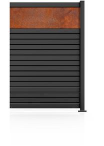 Gartenzaun STAKET PRO "Anbauzaun &raquo;Rhombus Mini&laquo; Breite 1800 - 1200 mm + Cortenstahl", schwarz (anthrazit struktur), H:180cm, Aluminium, Sicherheitsglas, Zaunelemente, Gartenzaun, Zaunh&ouml;he 180 cm, Zaunl&auml;nge 1,242 - 2,442 m