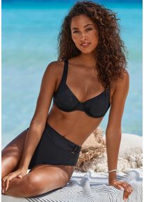 B&uuml;gel-Bikini Lascana, Damen, Gr. 40, Cup D, blau (schwarz), Recycling-Polyamid, unifarben, Bikini-Sets B&uuml;gel-Bikini, mit Zierdetail an Hose