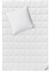 fj&ouml;dur Daunenbettdecke + Kopfkissen FJ&Ouml;DUR "Fleur", wei&szlig;, B/L: 155cm x 220cm Anzahl Teile 1, B/L: 80cm x 80cm Anzahl Teile 1, Bezug: Baumwolle F&uuml;llung: Entendaune/-feder, leicht, Bettdecken Bezug: 100% Baumwolle. Kopfkissen Bezug: 100% Baumwolle. Bettdecken F&uuml;llung: 90% Daunen, 10% Federn. Kopfkissen F&uuml;llung: 85% Federn, 15% Daunen, Bettwaren-Sets, Daunenbettdecke + Kopfkissen, Das Set besteht aus 1 Kiss