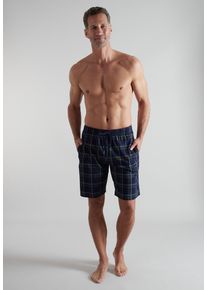 Pyjamahose Bugatti, Herren, Gr. 56, N-Gr, blau (blau, dunkel, karo), Single Jersey, Obermaterial: 100% Baumwolle, bequem kurz, Hosen Pyjamahose, kurz, kariert, bequem, weich, mit Kordelzug, Baumwolle