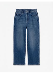 V&eacute;ro Moda High-waist-Jeans VERO MODA "VMTHEA HR WIDE DENIM JEANS MIX", Damen, Gr. XS, L&auml;nge 30, medium blau denim detail:vi3610, Denim/Jeans, Obermaterial: 99% Baumwolle, 1% Elasthan, unifarben, oversize lang, Jeans High-waist-Jeans, Baumwollmischung, oversize, high waist, wide leg