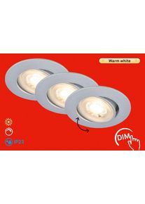 Briloner Leuchten LED Einbauleuchte "SHOW", chromfarben, matt, 3, &Oslash; 9cm H: 3,2cm, 1 Stk., Leuchten, 90x24 mm, Wohnzimmer, Flur, LED Einbauleuchte