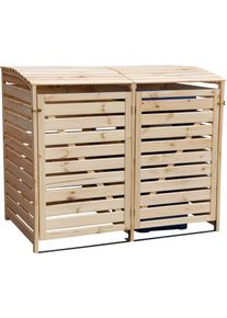 M&uuml;lltonnenbox Promadino "Vario III", beige (natur), B:92cm H:122cm T:148cm, Massivholz, Metall, Aufbewahrungsboxen, M&uuml;lltonnenbox, f&uuml;r 2 Tonnen, robust aus zertifiziertem Kiefernholz