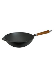 Wok RONNEBY BRUK "Maestro Wokpfanne, &Oslash; 32 cm, mit Holzgriff", schwarz (schwarz, mit buchenholzgriff), B:32cm H:13,5cm L:59cm, Pfannen, Wok