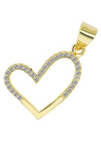 Herzanh&auml;nger Akzent "Carlee" aus 925 Sterlingsilber, rhodiniert, langlebig", gold (vergoldet), Schmuckanh&auml;nger, Damen, Silber 925 (Sterlingsilber), Herzanh&auml;nger