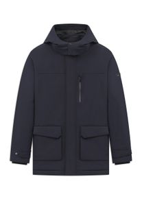 Parka Bugatti "Regular Fit", Herren, Gr. 58, blau (390, marine), 100% Polyester, unifarben, regular fit, Jacken Parka, Regular Fit Sorona Stehkragen Kapuze