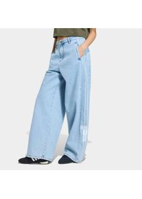 Sporthose adidas originals "ADIBREAK, WEITES BEIN, MITTELHOHER BUND", Damen, Gr. 33, L&auml;nge 32, blau (light denim,), Obermaterial: 100% Baumwolle, Hosen Sporthose, Jeans, locker geschnitten