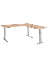 Livetastic Eckschreibtisch, Buchefarben, Holzwerkstoff, eckig, 177x64-128x185 cm, h&ouml;henverstellbar, B&uuml;rom&ouml;bel, Schreibtische, Eckschreibtische