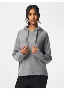Kapuzenpullover Pieces "PCMALOU LS KNIT HOODIE NOOS BC", Damen, Gr. XS, grau (medium grau melange), Strick, Obermaterial: 65% Polyester, 17% Polyacryl, 10% Nylon, 5% Wolle, 3% Elasthan, meliert, normal, Rundhals, Rippstrickb&uuml;ndchen, Pullover Kapuzenpullover, Materialmix, mit Wolle und Stretch, slim fit