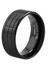 Fingerring Akzent "Mileno, langlebig" Gr. 66, schwarz, Fingerringe, Herren, 66, Edelstahl, Fingerring