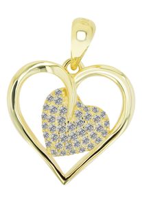 Herzanh&auml;nger Akzent "Weston" aus 925 Sterlingsilber, rhodiniert, langlebig", gold (vergoldet), Schmuckanh&auml;nger, Damen, Silber 925 (Sterlingsilber), Herzanh&auml;nger