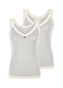 like it! Achseltop LIKE IT "2er Pack Damen Top Kim", Damen, Gr. XL, 2 Stk., grau (ivory grau), Single-Jersey, , Basic, figurumspielend, V-Ausschnitt, Unterhemden Achseltop